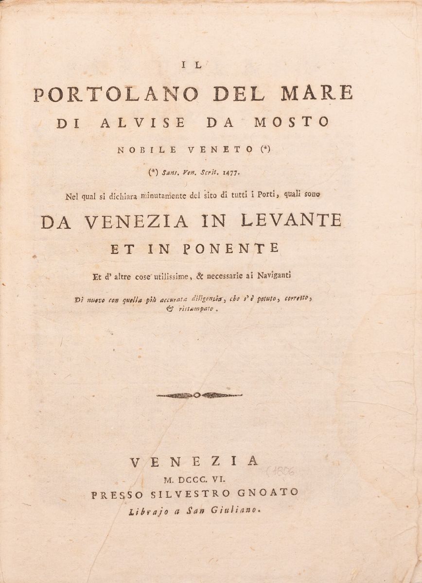 Il Portolano del Mare di Alvise da Mosto Nobile Veneto