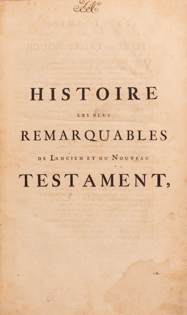 Histoire Les Plus Remarquables De L'ancien Et Du Noveau Testament Gravès En Cuivre Par le Celebre...