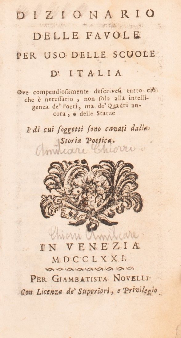 Dizionario delle Favole per Uso delle Scuole D'italia