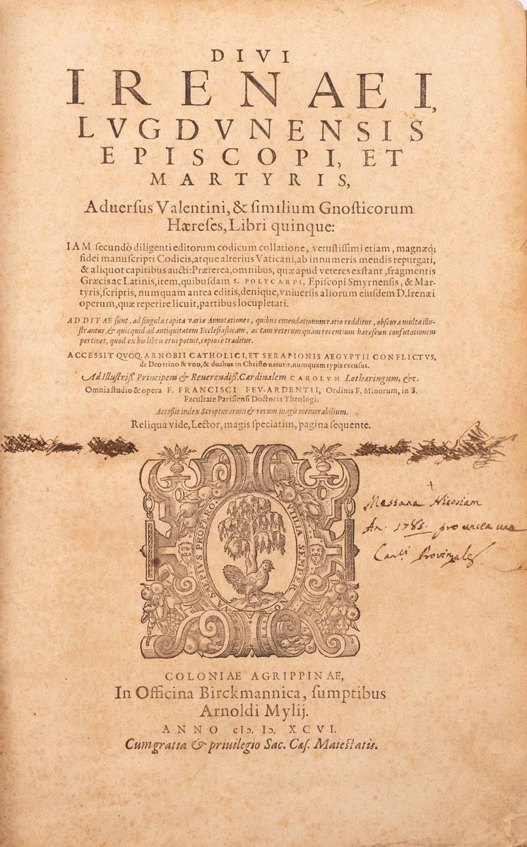 Divi Irenaei, Lugdunensis Episcopi, Et Martyris, Adversus Valentini, & Similium Gnosticorum Haere...