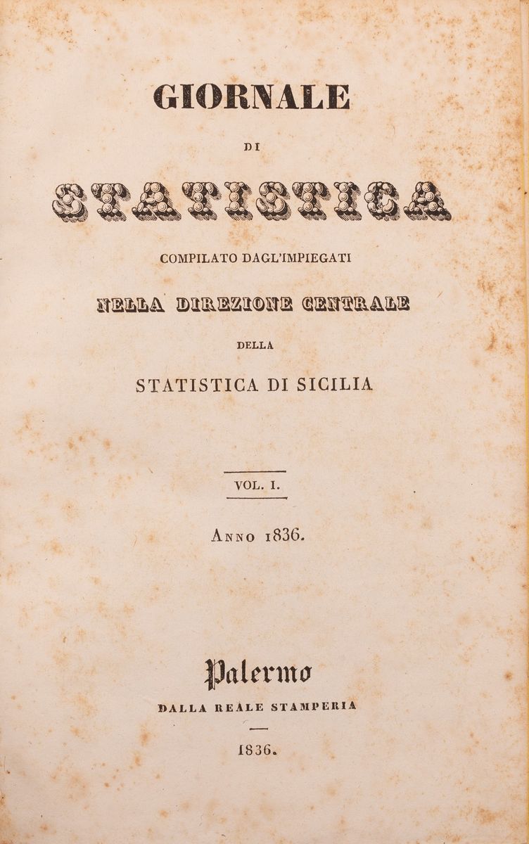 Aa.vv. Giornale di Statistica Compilato Dagl'impiegati nella Direzione Centrale della Statistica ...