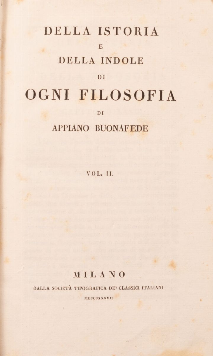 Della Istoria e della Indole di Ogni Filosofia