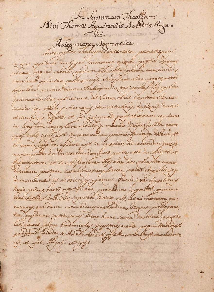 In Summam Theolgam Sivi Tomae Aquinatis Doctoris Angelici Proleogomena Dogmatica