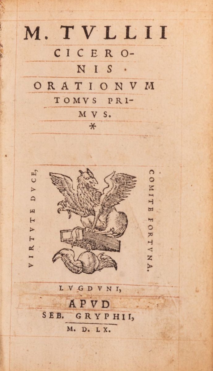 M. Tulli Ciceronis Orationis Tomus Primus.