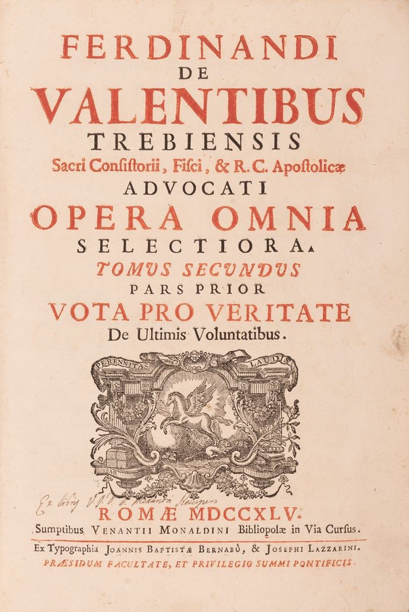 Ferdinandi De Valentibus Trebiensis Sacri Consistorii, Fisci,