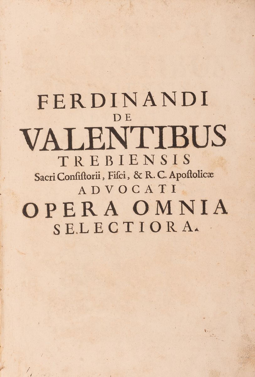 Ferdinandi De Valentibus Trebiensis Sacri Consistorii, Fisci,