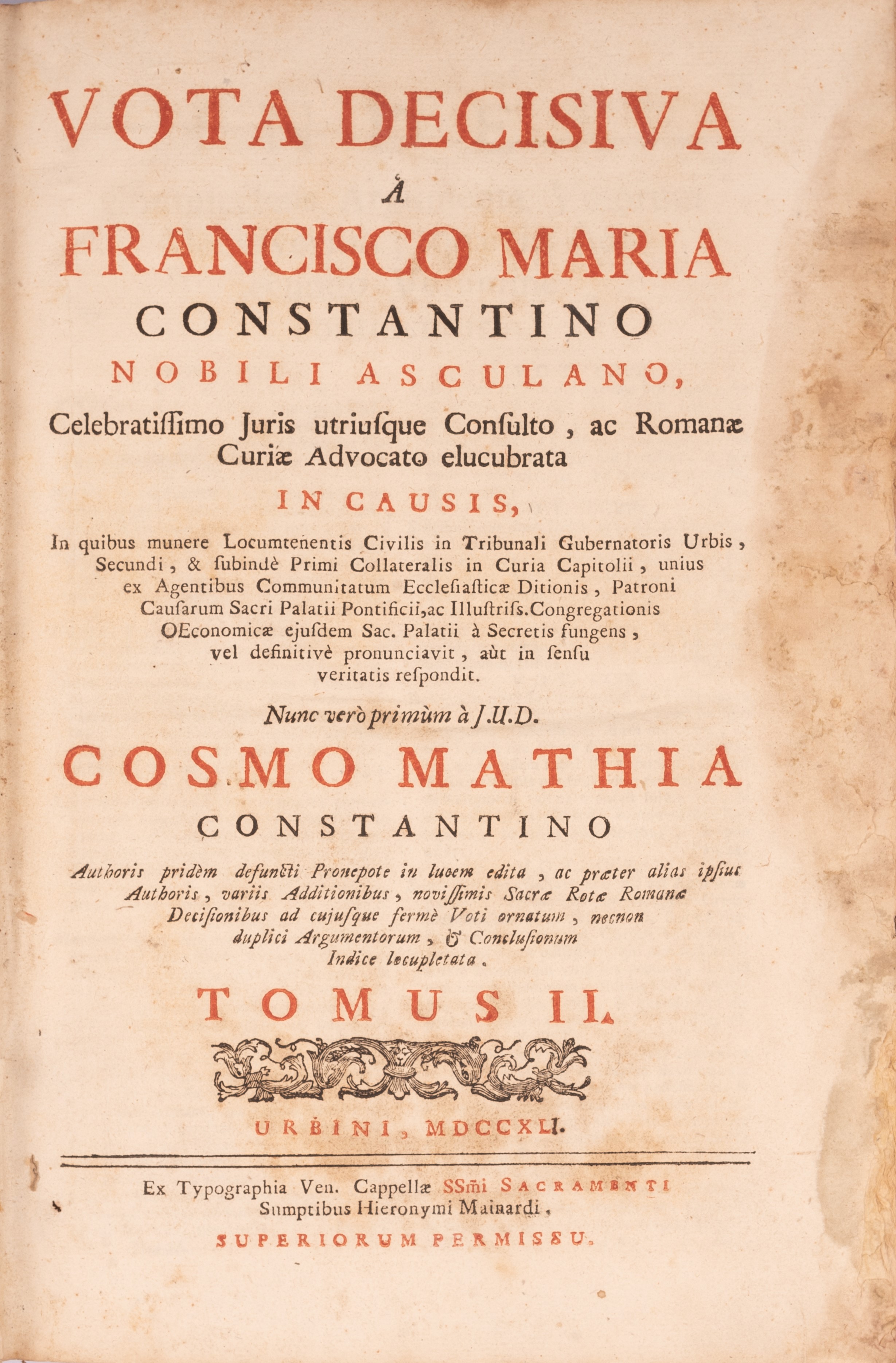 Vota Decisiva a Francisco Maria Constantino Nobili Asculano