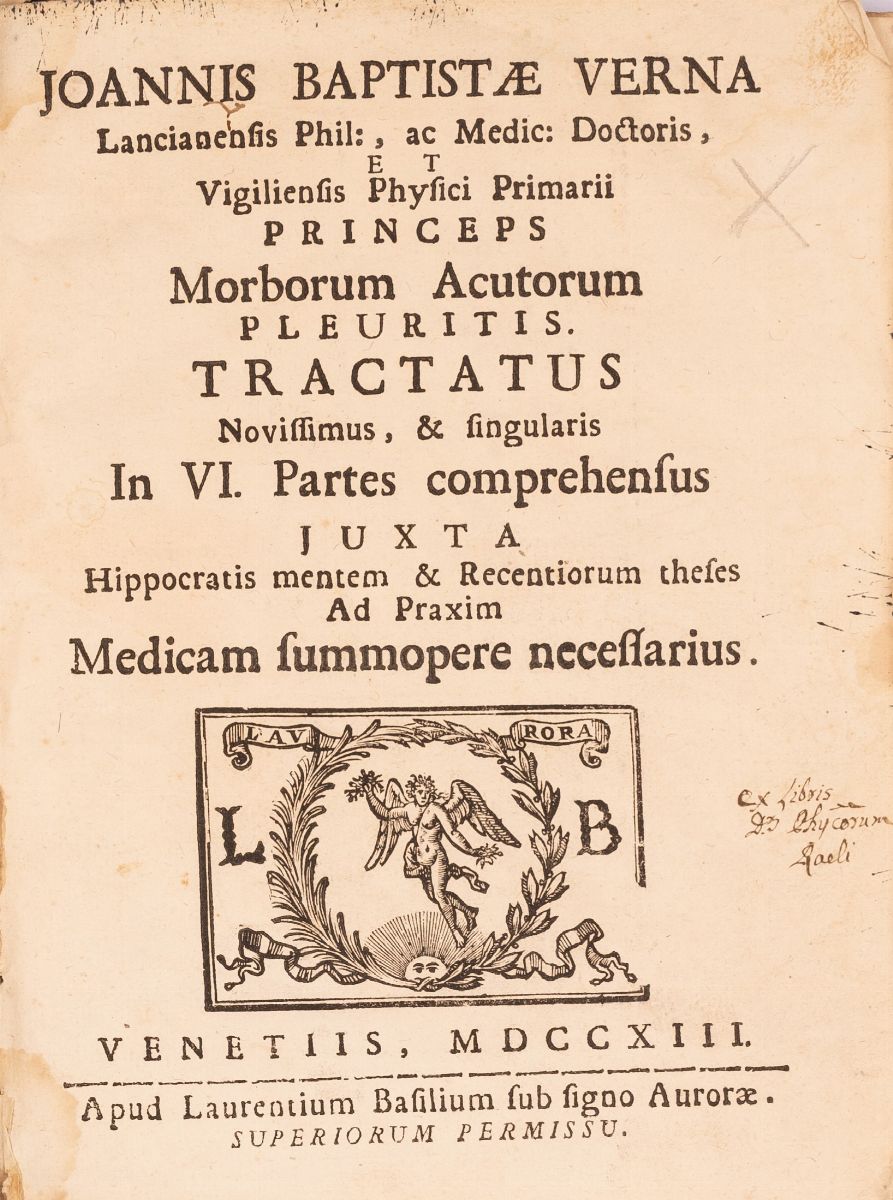 Joannis Baptistae Verna Lancianensis Phil., Ac Med. Doctoris, Et Vigiliensis Physici Primarii Pri...