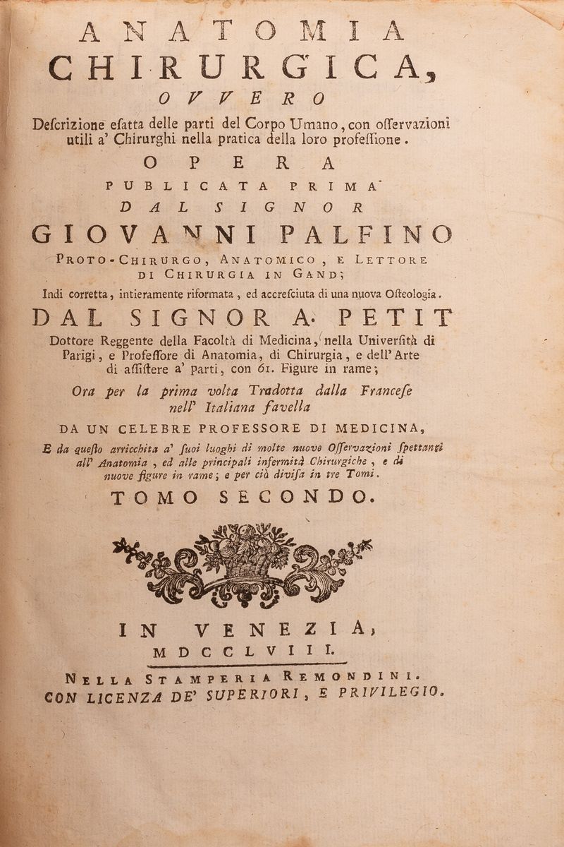 Anatomia Chirurgica Ovvero Descrizione Esatta delle Parti del Corpo Umano, con Osservazioni Utili...