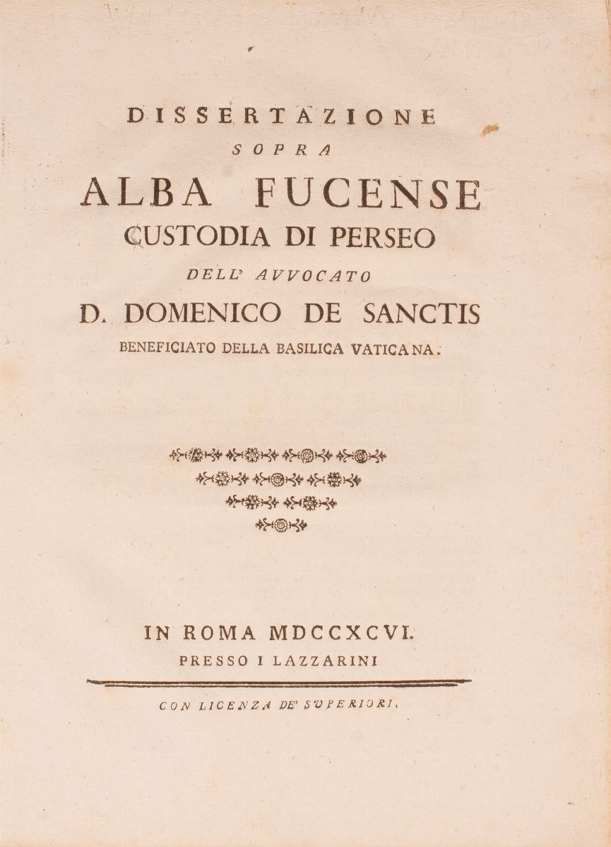 Dissertazione Sopra Alba Fucense (in Copertina) in Quarto