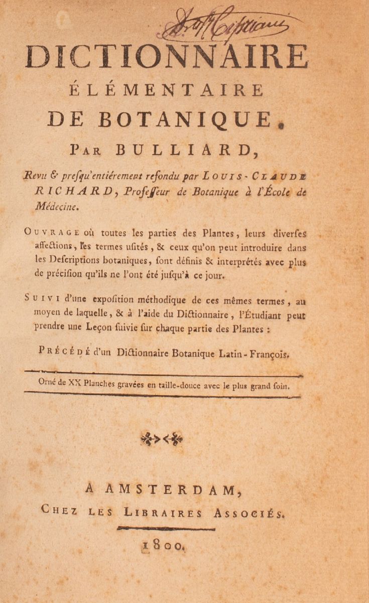Dictionnaire éLémentaire De Botanique .bulliard Pierre