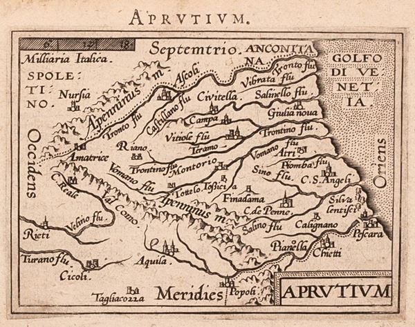 Aprutium  Piccola mappa dell’Abruzzo tratta da “Epitome Theatri Orbis Terraum”