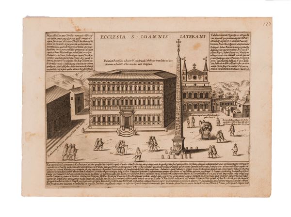 Giacomo Lauro : ECCLESIA S. IOANNIS  (1622)  - incisione a bulino - Asta Libri Antichi, Incisioni, Disegni e Manoscritti (Prima sessione) - Gliubich - Aquila Casa d'Aste