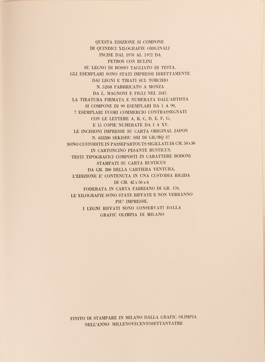 Petros Papavassiliou - Petros. Opera Grafica. Quindici Xilografie Originali Incise dal 1970 al 19...