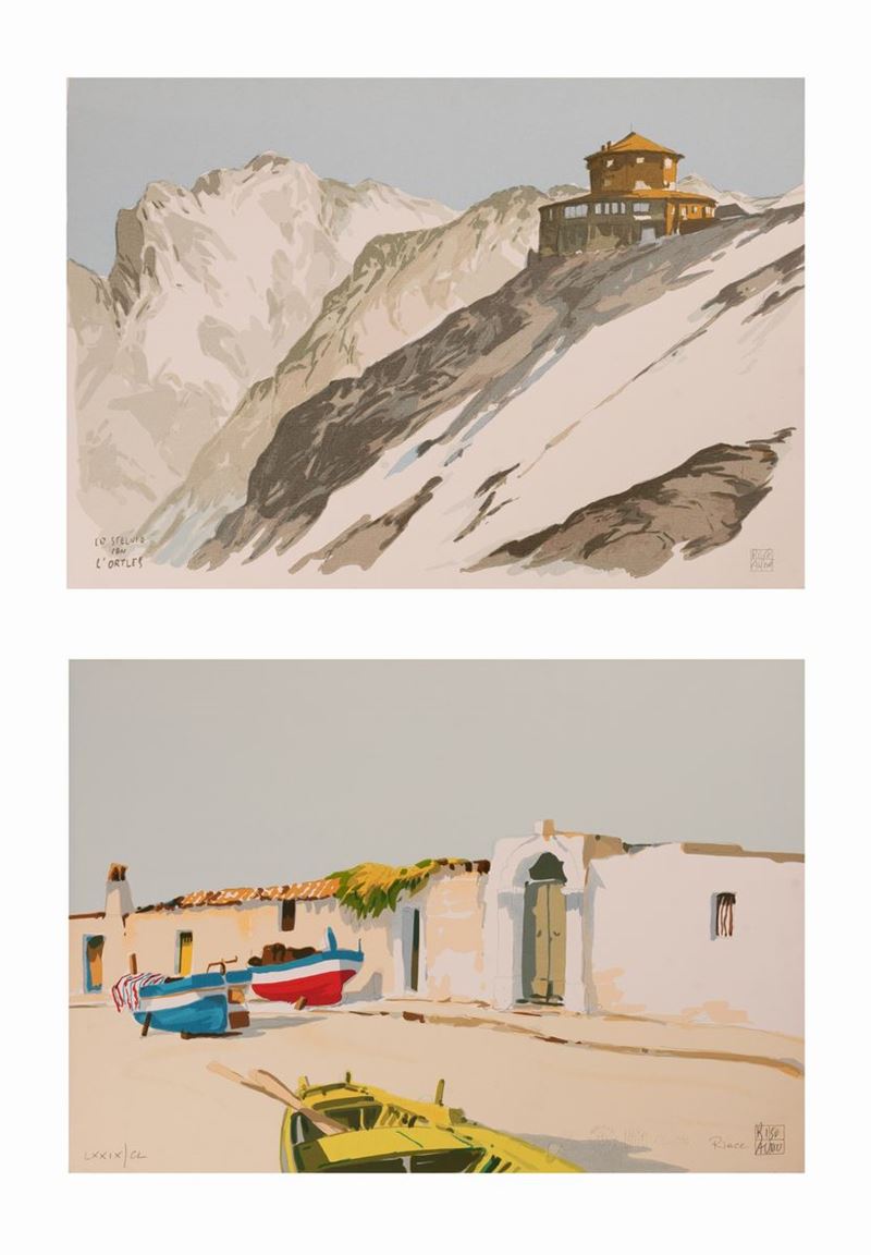Aldo Riso - Paesaggi: A) lo Stelvio B) Riace