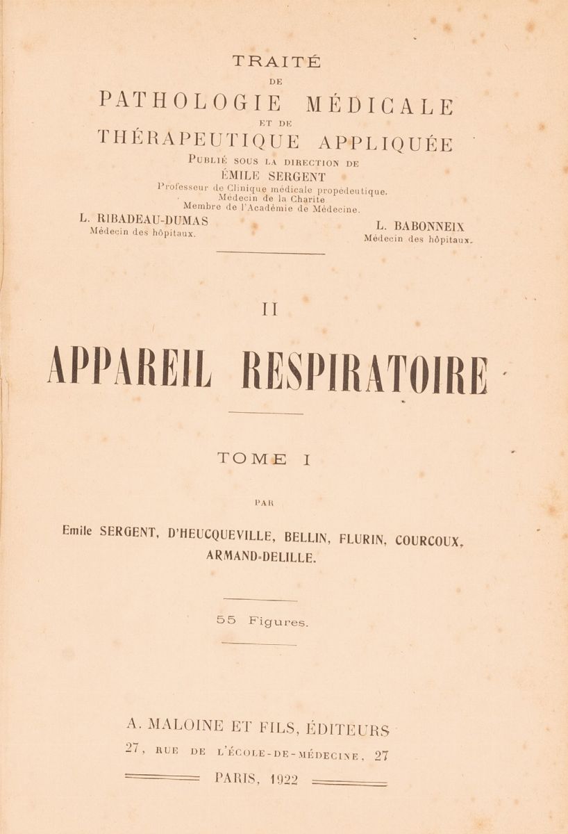 Traite De Pathologie Medicale Et De Therapeutique Appliquee e Apparel Respiratoire