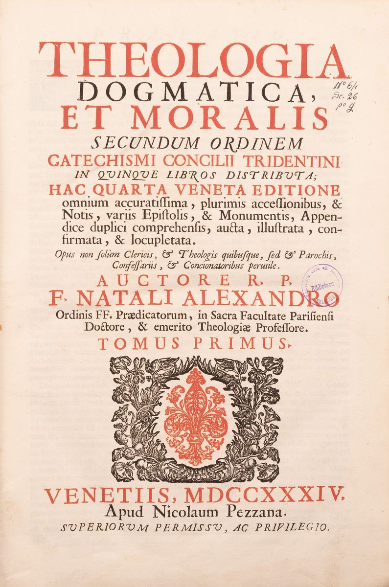 Lotto di Due Volumi: Theologhia Dogmatica Et Moralis 1734