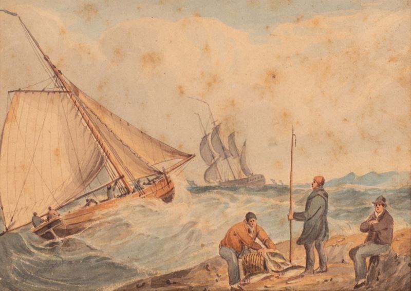 Anonimo - Marina con Velieri
