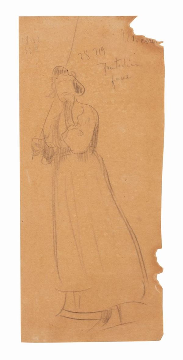 Francesco Paolo Michetti - Figura femminile con iscrizione