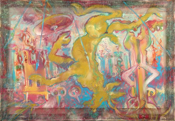 Mauro Corbani : Animali danzanti  (1988)  - Olio su carta applicata su tela - Auction Modern and Contemporary Art - Gliubich Casa d'Aste