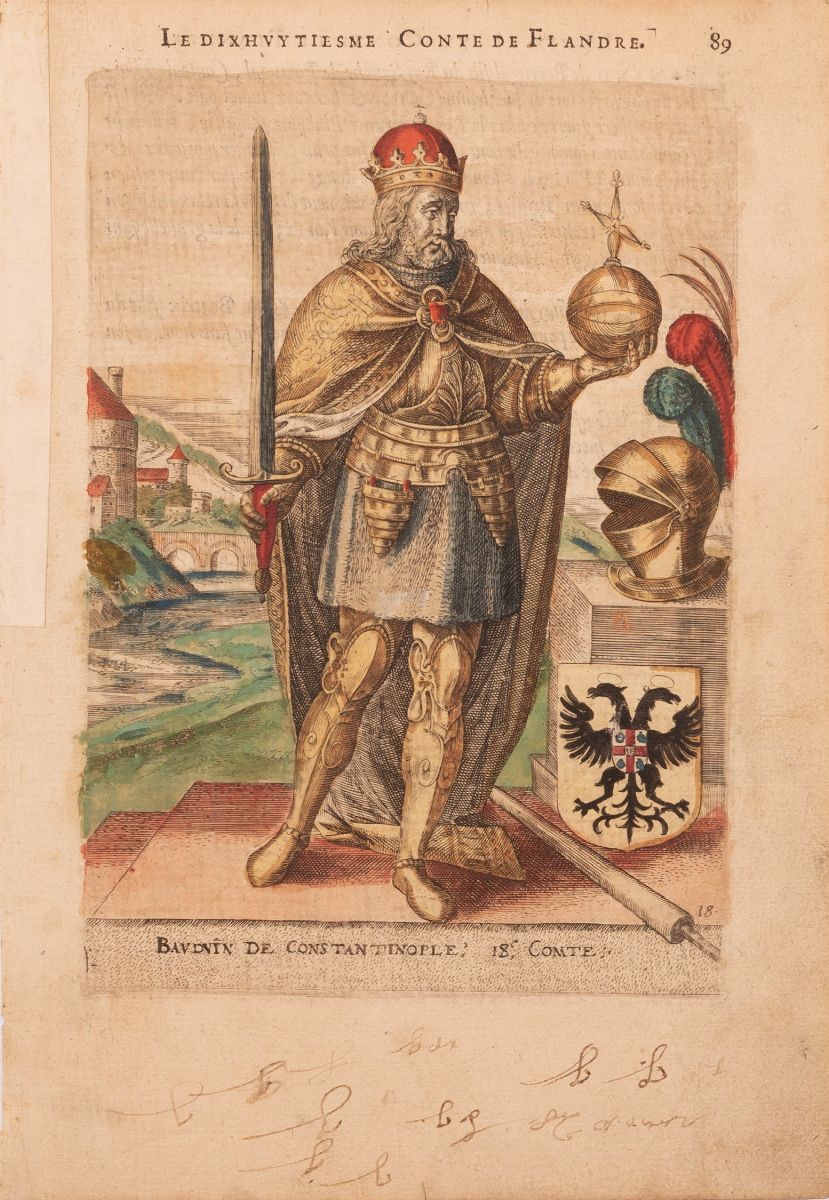 Blocco di 32 Tavole Calcografiche Acquerellate in Secondo Tempo, Tratte da Martin, Cornelis
