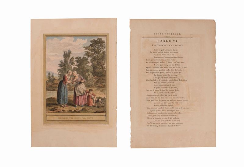 Jb Oudry Fable la Fontaine Les Femmes Et le Secret – Gravure Originale XVIIIème
