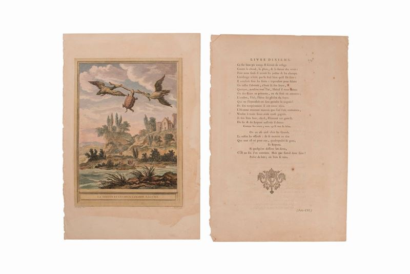 Jb Oudry Fable la Fontaine la Tortue Et Les Canards - Gravure Originale XVIIIème