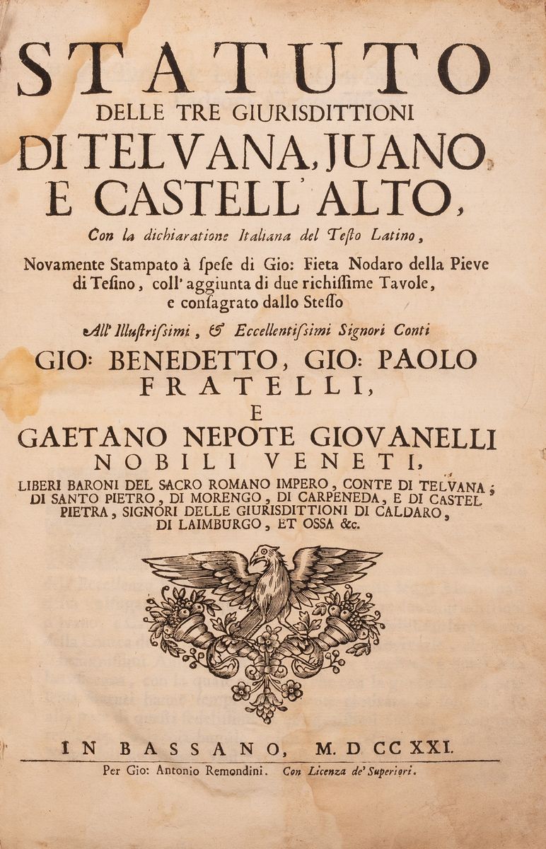 Statuto delle Tre Giurisdittioni di Telvana