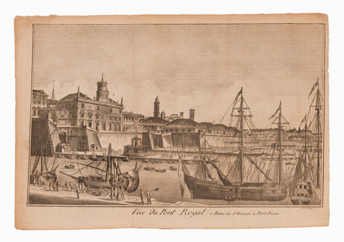 Lotto di Due Incisioni: - Vue Du Pont Royal 1 Banc De St. George a Port Franc. Guidotti - Vue del...