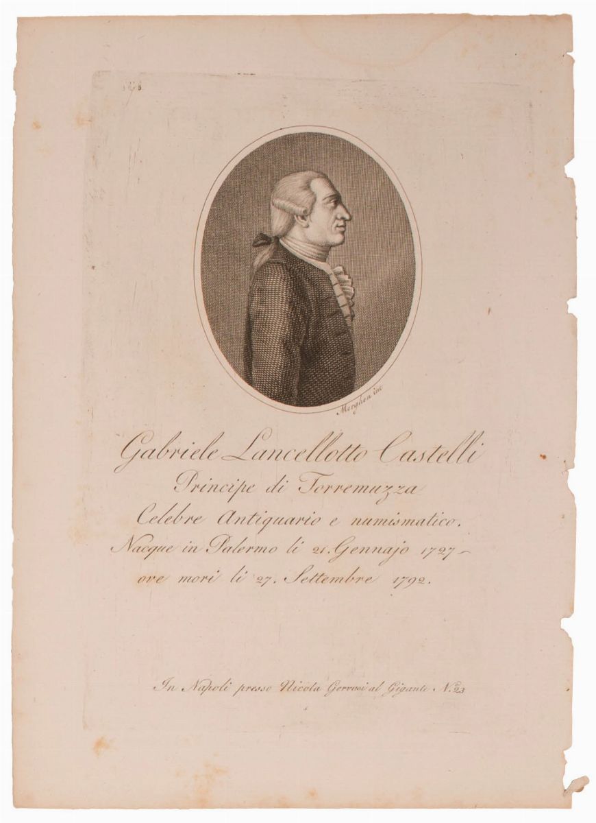 Guglielmo Morghen - Lotto di 10 Incisioni di Importanti Personaggi Siciliani