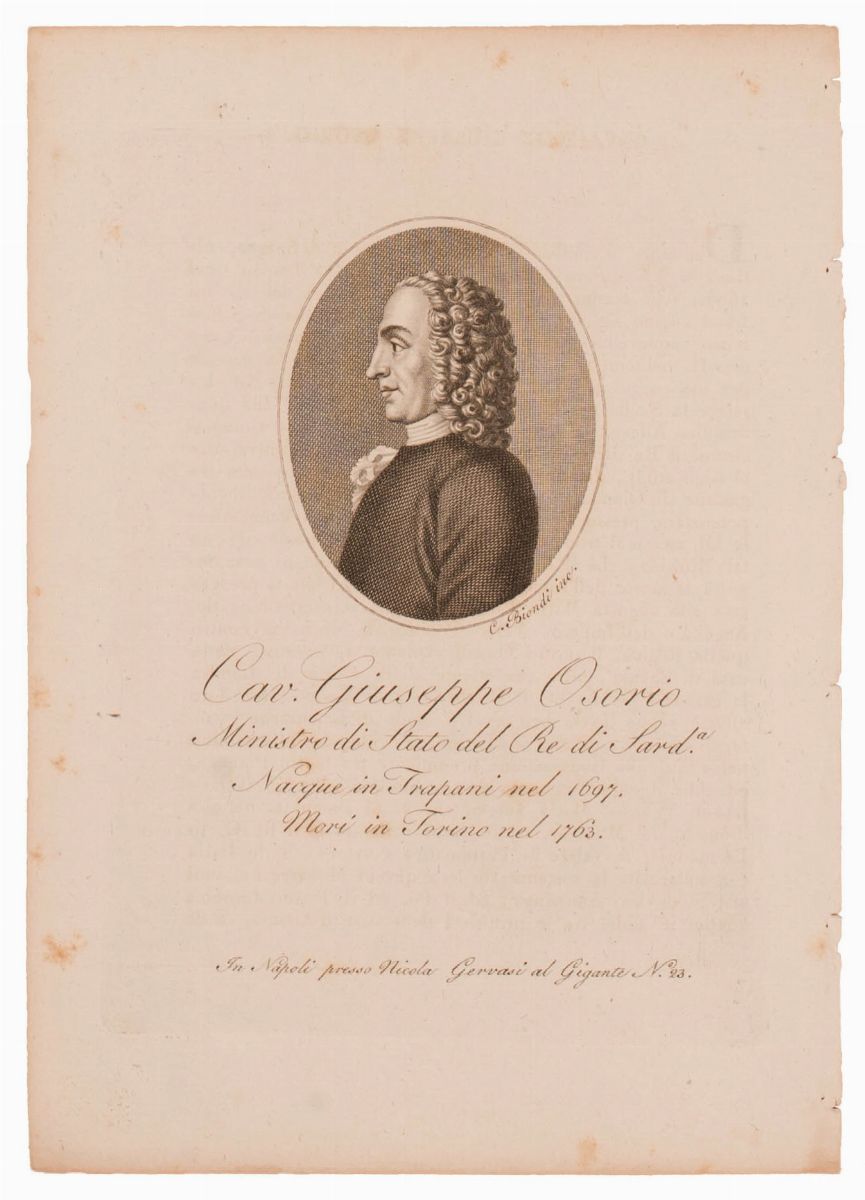 Guglielmo Morghen - Lotto di 10 Incisioni di Importanti Personaggi Siciliani