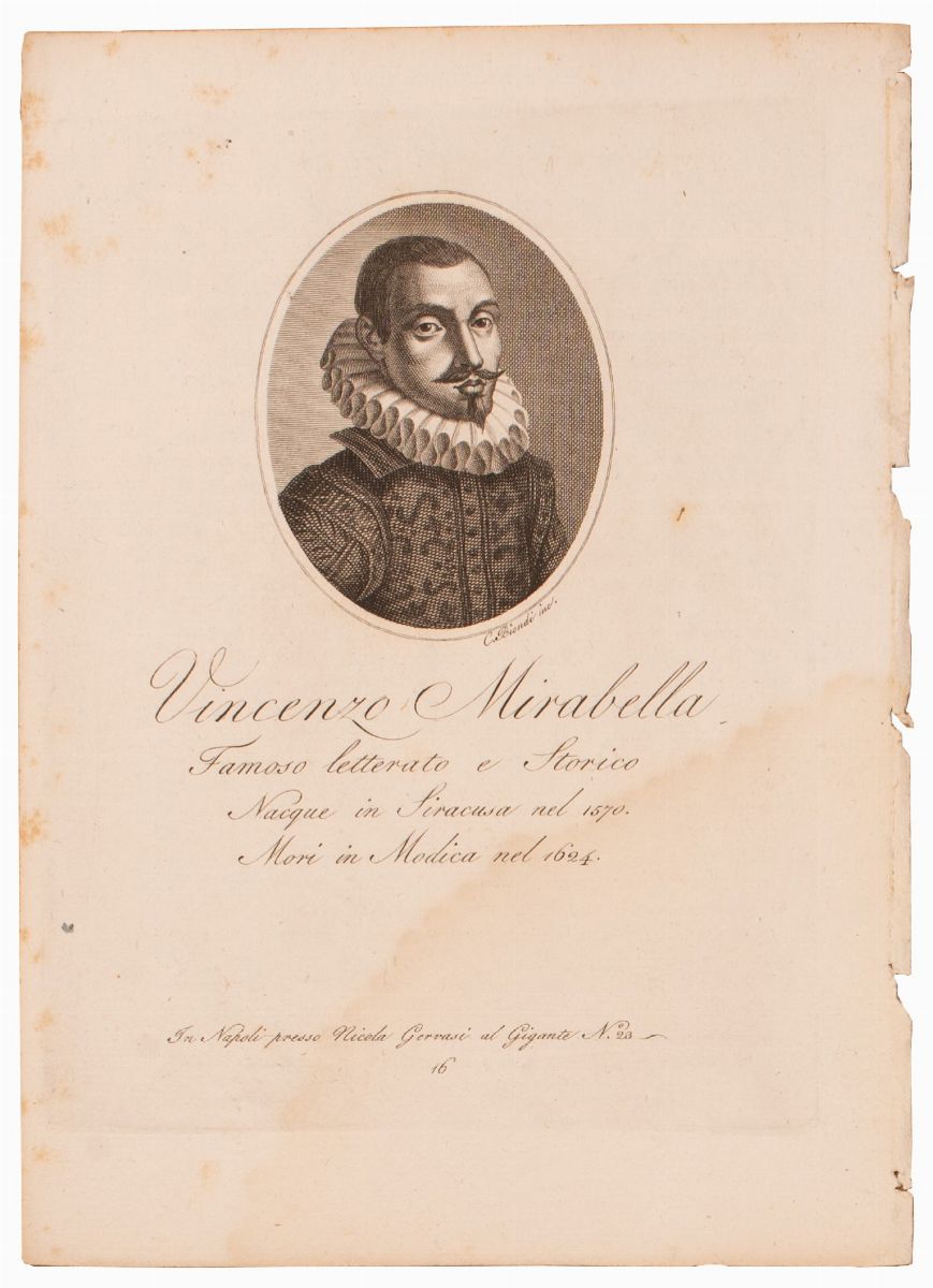 Guglielmo Morghen - Lotto di 10 Incisioni di Importanti Personaggi Siciliani