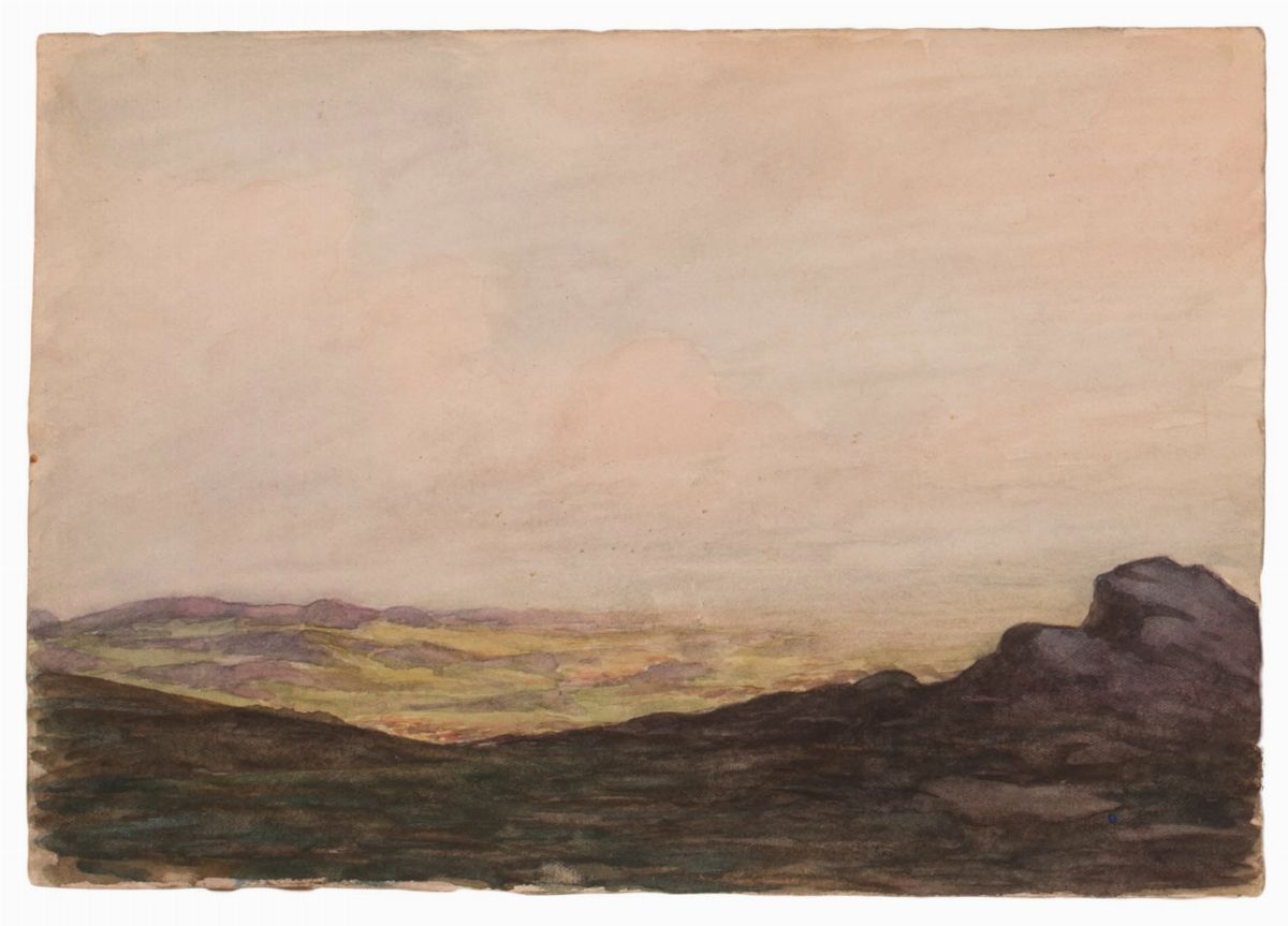 Lotto di Quattro Acquerelli e 1 Disegno di Bernard Badon Raffiguranti le Valli di Lanzo nelle Alp...