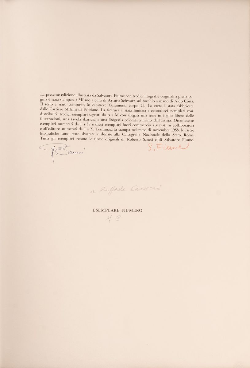 Frammenti Dall'isola Athikte. Prefazione di Enzo Paci. 13 Litografie Originali a Piena Pagina di ...
