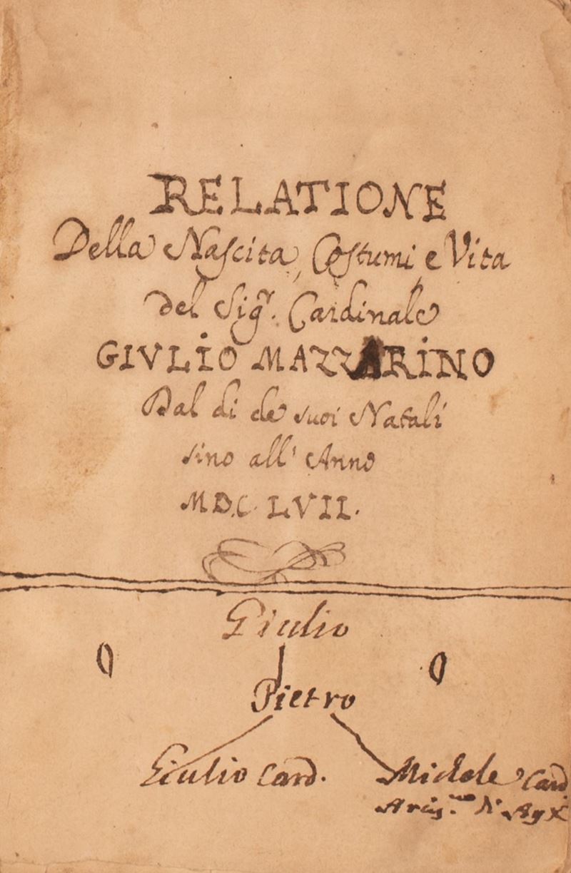 Relatione della Nascita, Costumi e Vita del Sig.cardinalee Giulio Mazzarino