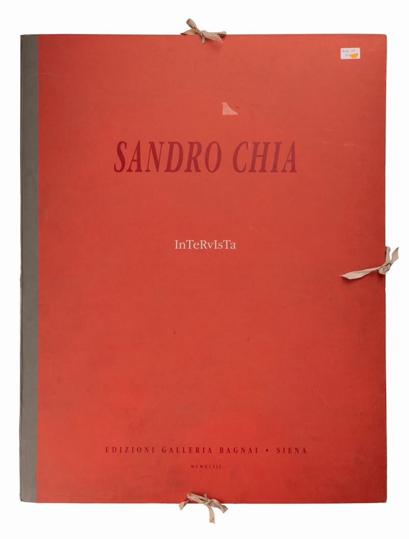 Sandro Chia - Cartella in Piena Tela Rossa Contenente 3 Litografie