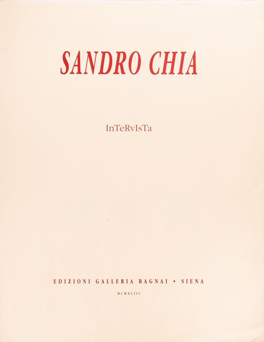 Sandro Chia - Cartella in Piena Tela Rossa Contenente 3 Litografie