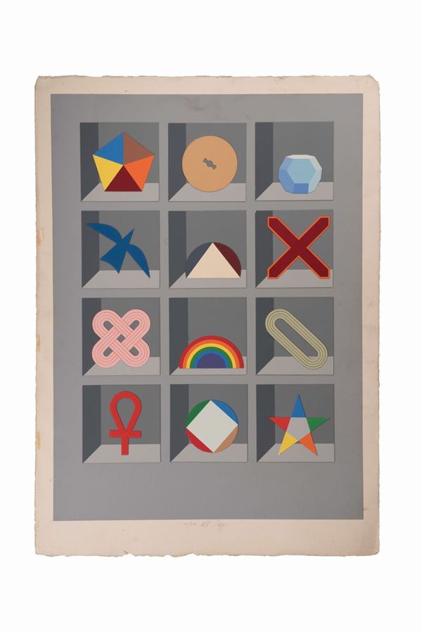 Lucio Del Pezzo : Composizione  - Serigrafia - Asta Asta a tempo - Grafica - Gliubich Casa d'Aste