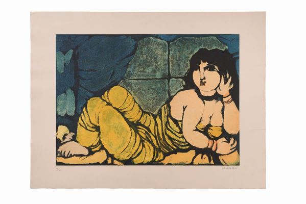 Domenico Cantatore : Donna distesa  - Serigrafia - Auction Asta a tempo - Grafica - Gliubich Casa d'Aste