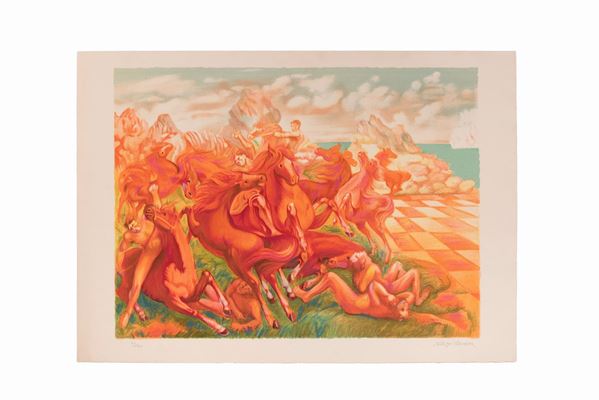 Aligi Sassu : Cavalli e cavalieri  - Litografia a colori - Auction Asta a tempo - Grafica - Gliubich Casa d'Aste