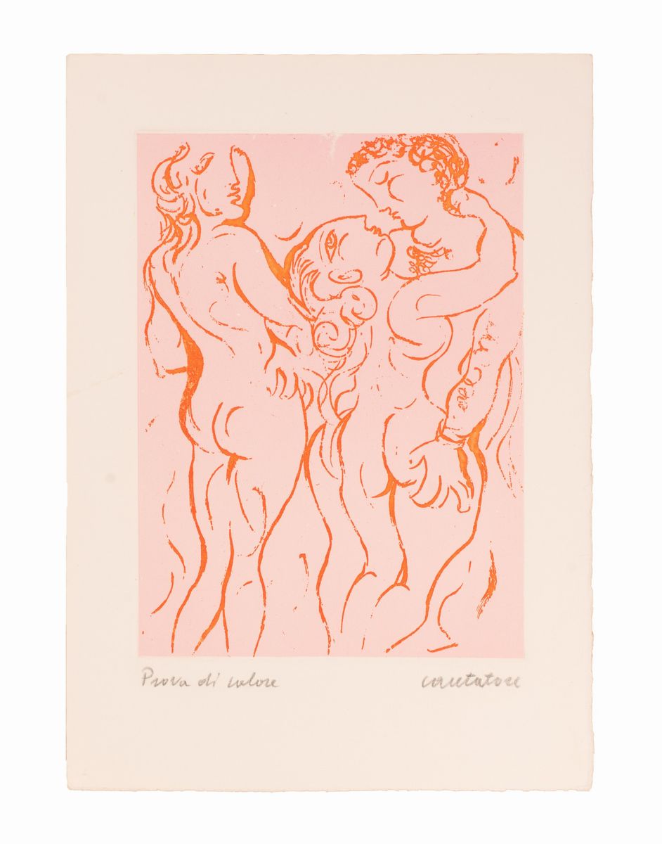 Domenico Cantatore - Lotto di 3 Serigrafie "amanti"