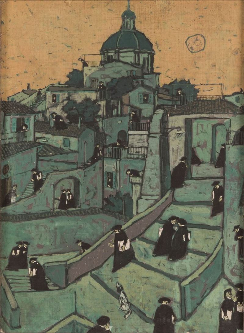 Nino Caffe - Scorcio di Paese con Basilica