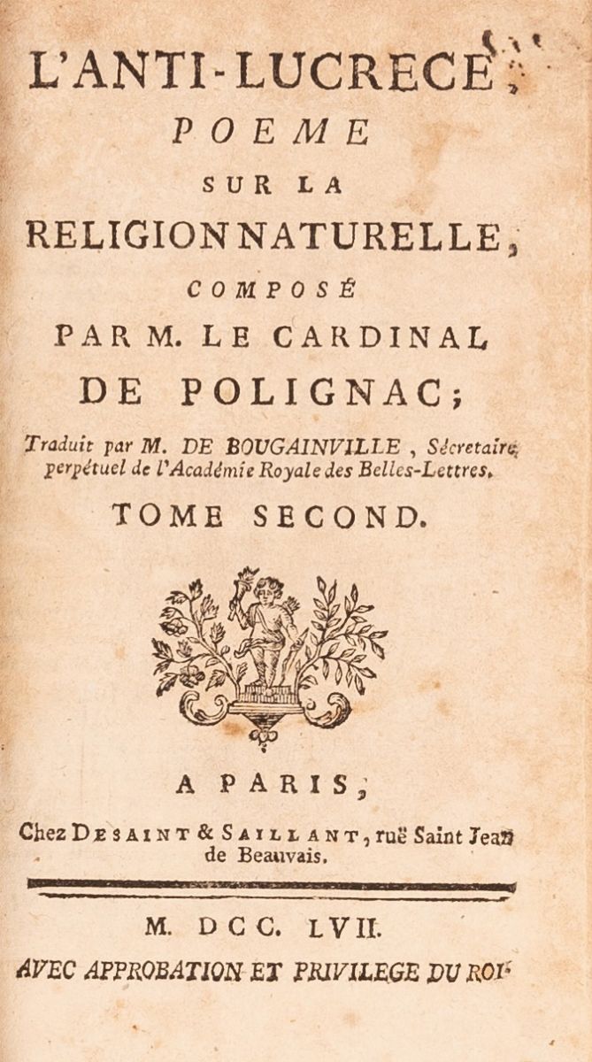L'anti-lucrece, Poème Sur la Religion Naturelle Composè Par M. le Cardinal De Polignac, Tom. II