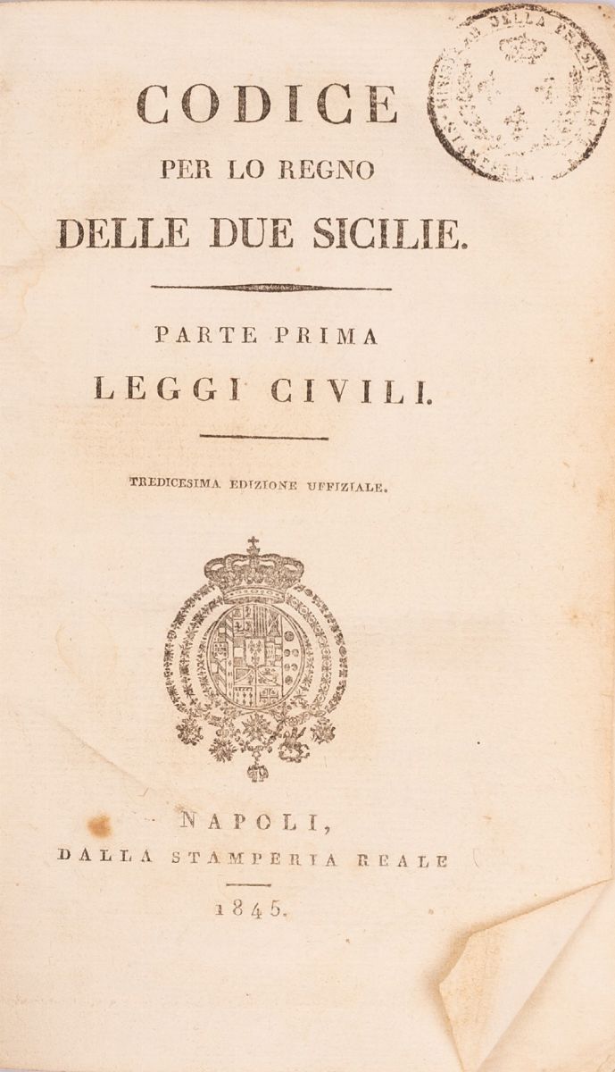Codice per lo Regno delle Due Sicilie Parte Prima Leggi Civili