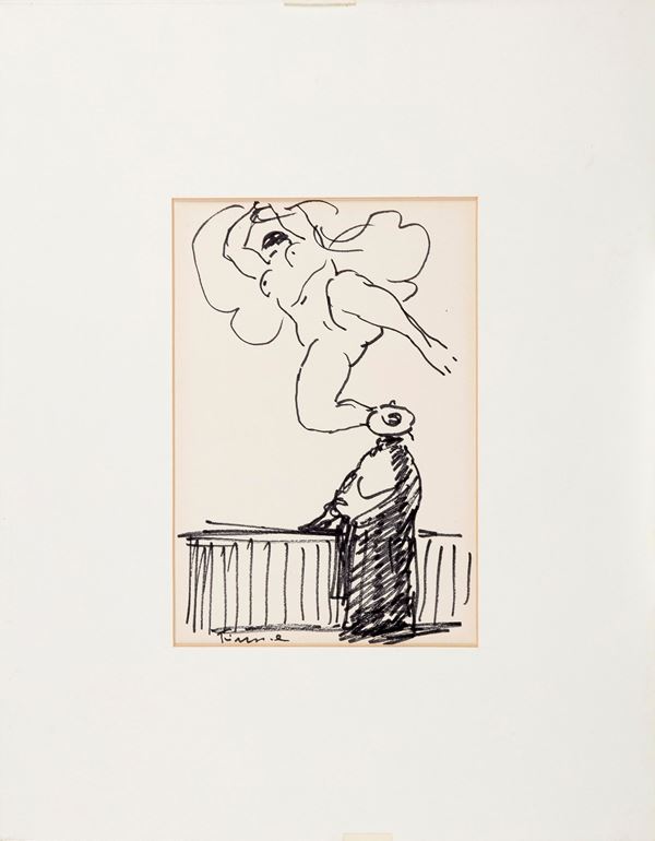 Salvatore Fiume : Il sogno  (1960)  - Inchiostro su carta - Auction Modern and Contemporary Art - Gliubich Casa d'Aste