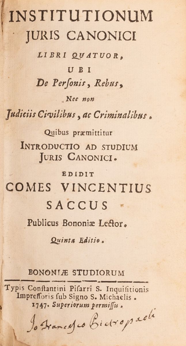 Institutionis Juris Canonici Libri Quatruor Ubi De Personis, Rebus, Nec Non Judiciis Civilibus, A...