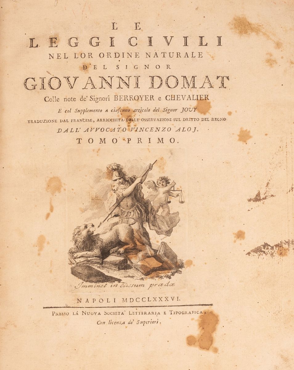 Le Leggi Civili nel Lor Ordine Naturale del Signor Giovanni Domat Colle Note De' Signori Berroyer...