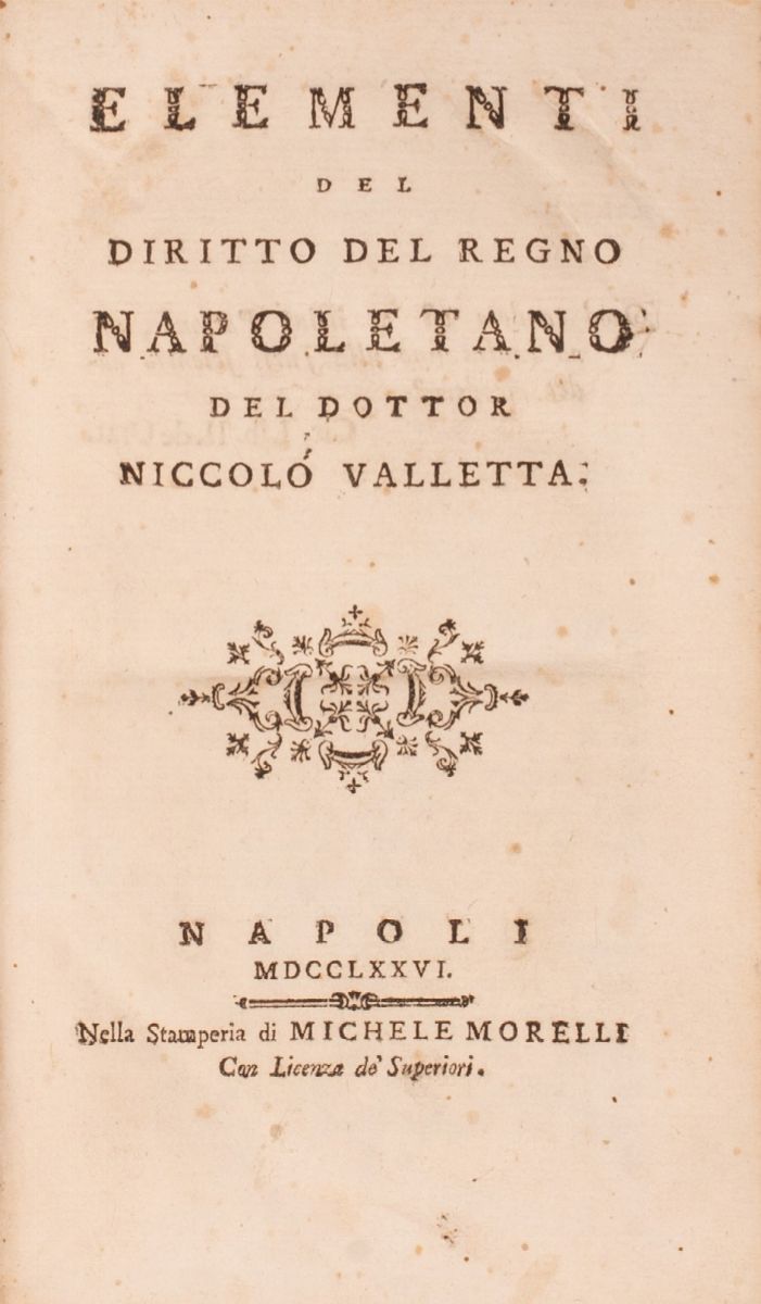 Elementi di Diritto del Regno Napoletano del Dott. Niccolò Valletta