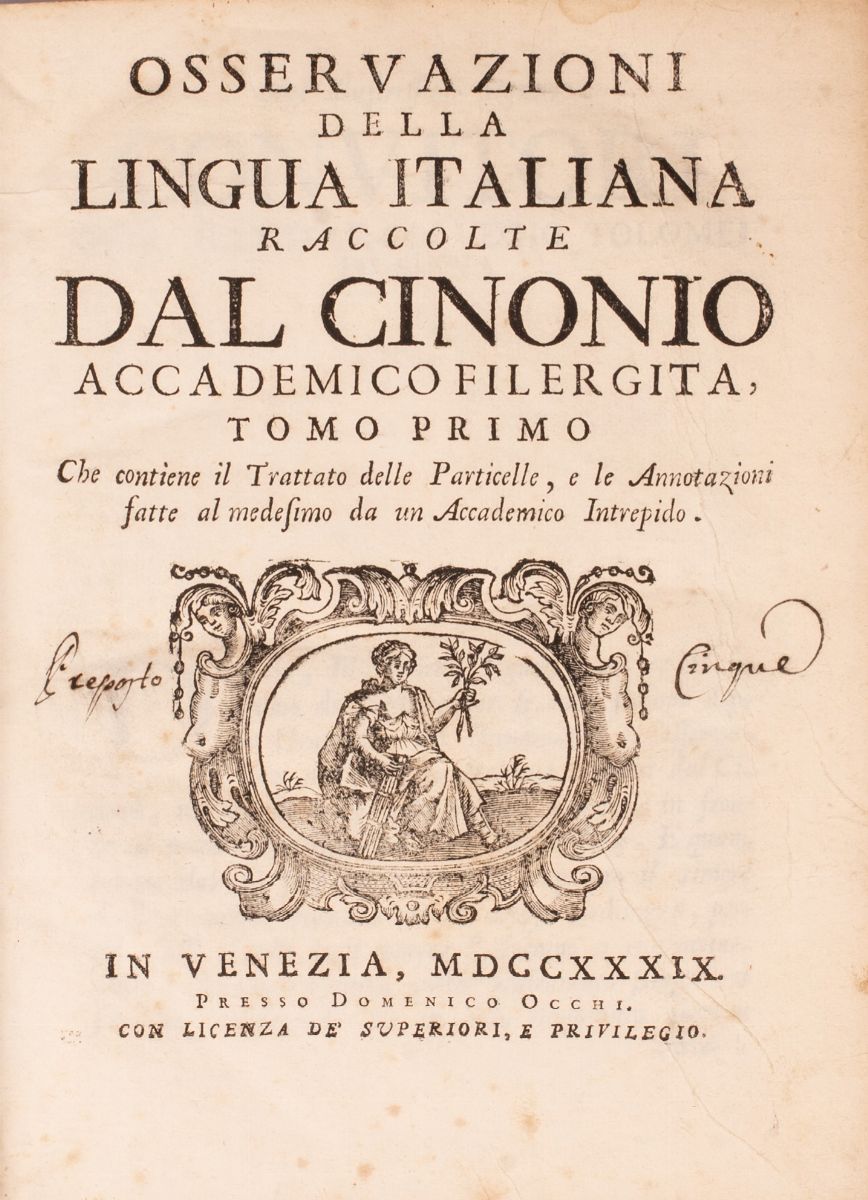 Osservazioni della Lingua Italiana dal Cinonio Accademico Filergita (tomo I)