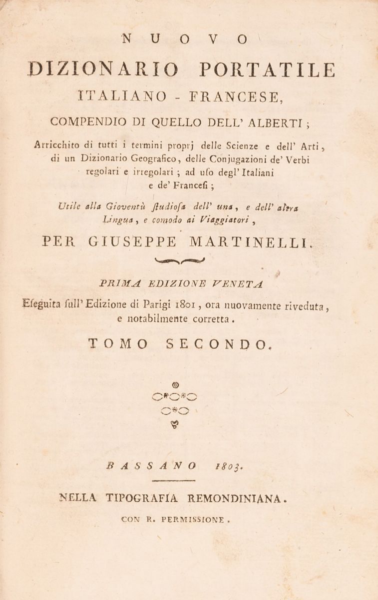 Nuovo Dizionario Portatile Italiano-francese, Compendio di Quello Dell'alberti (...) per Giuseppe...